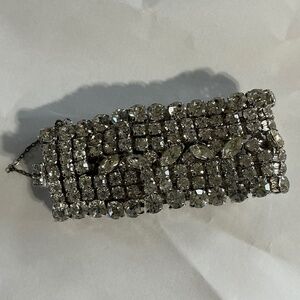 Vintage Kramer of New York wide rhinestone bracelet